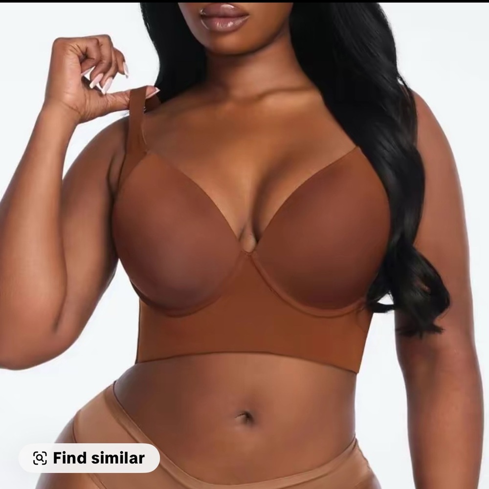 Seamless Brown Longline Bra 42DDD